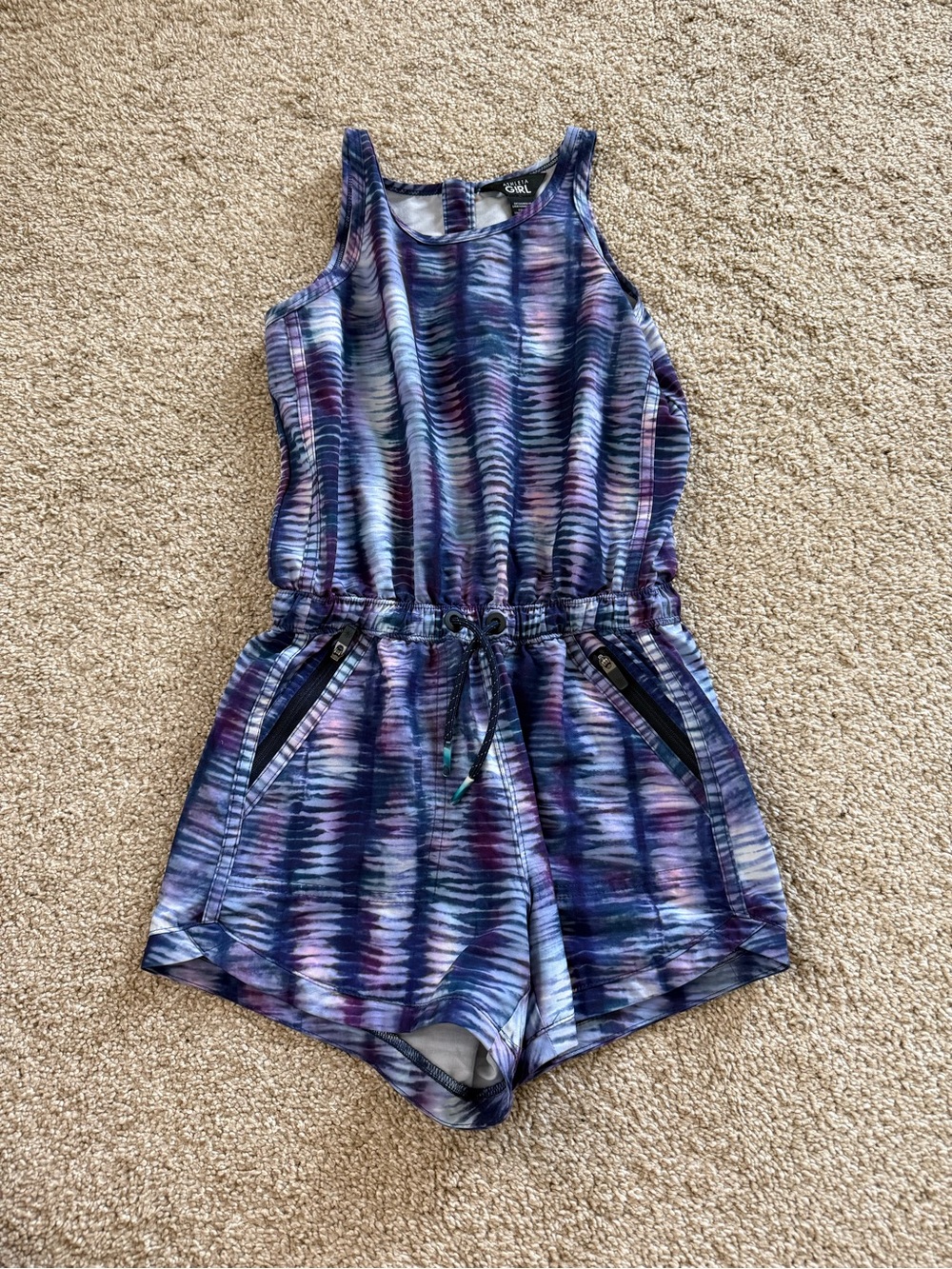 Athleta Girls' Multicolor Purple Blue Tie-Dye Romper Size Small / 7